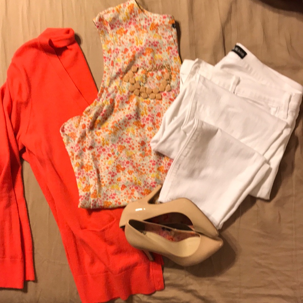 White Mid Rise Stretch Skinny Jeans - True White 1